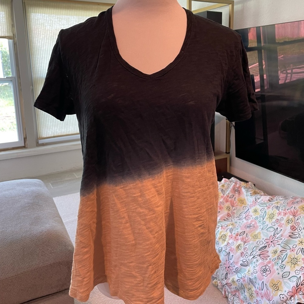 ATM Anthony Thomas Melillo Dip Dye Slub Jersey Boyfriend V Neck Tee XS/S - Picture 2 of 12